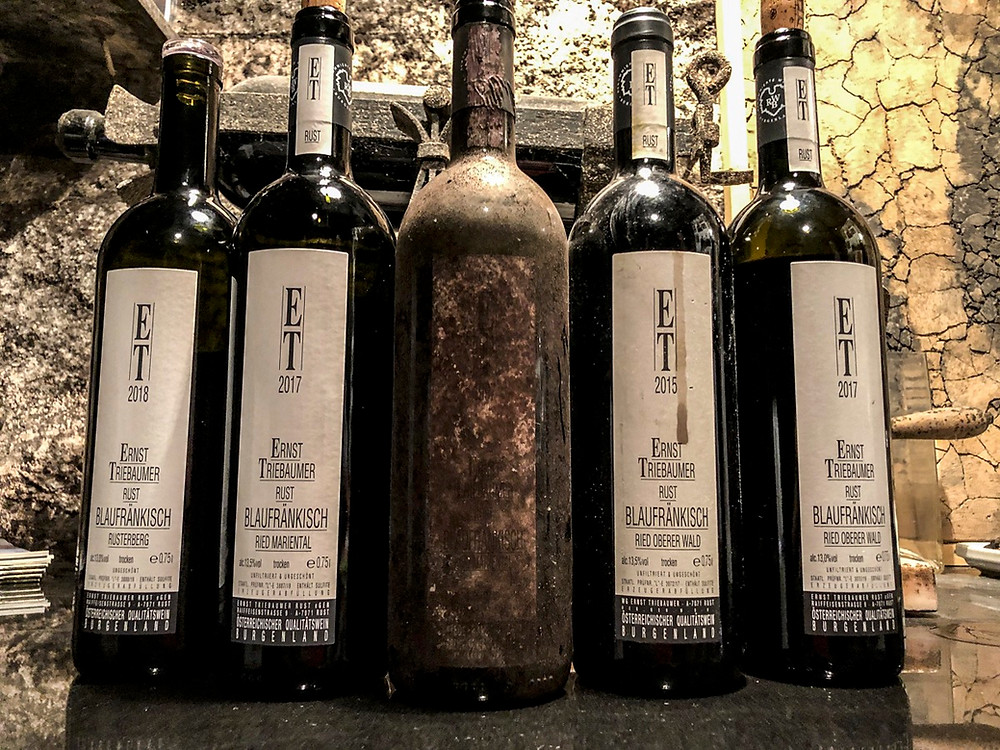 Wine bottles in a cellar.