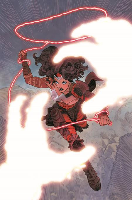 Wonder Woman in action, holding lasso, red energy. ABSOLUTE WONDER WOMAN #13 CVR A HAYDEN SHERMAN.