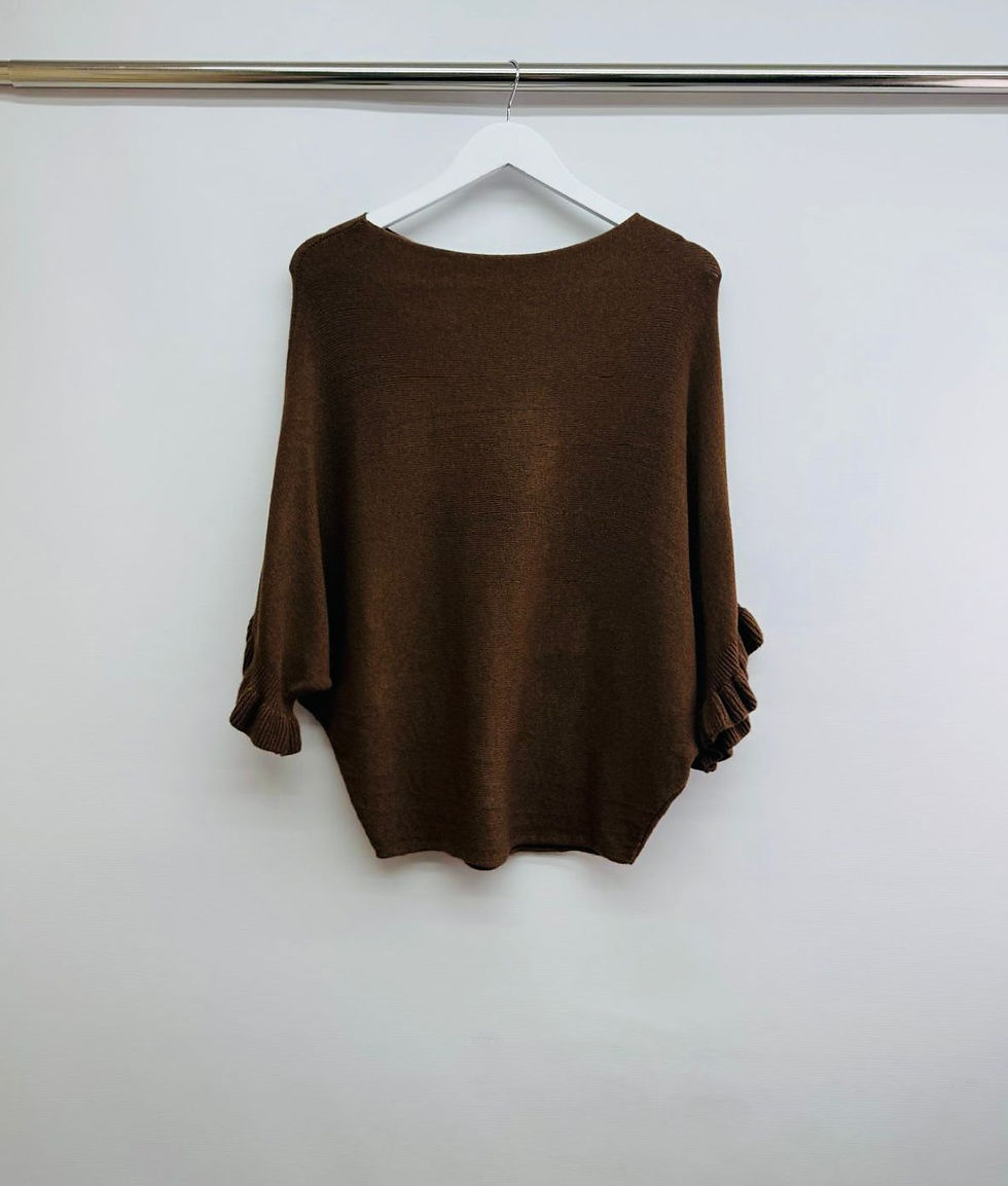 Thumbnail: SOFT KNIT DOLMAN STYLE JUMPER WITH FRILL SLEEVE DETAIL - 4 colours