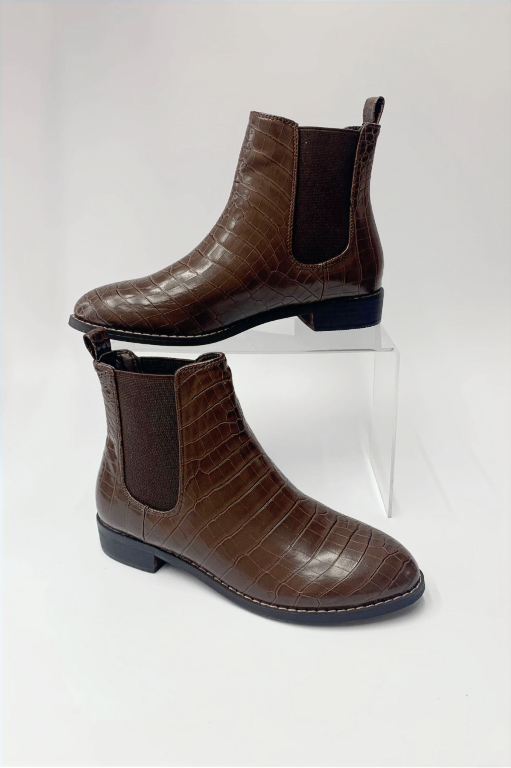 Croc Print Chelsea Boots with Elasticated Side