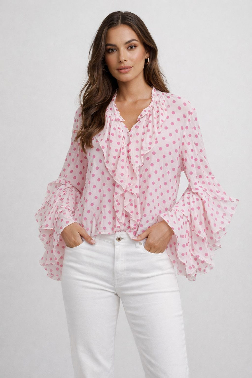 POLKA DOT FRILL BLOUSE - other colours
