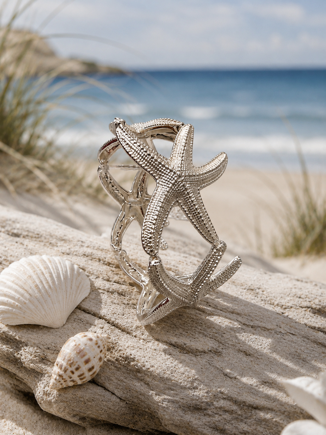 Silver Starfish Stretch Bangle