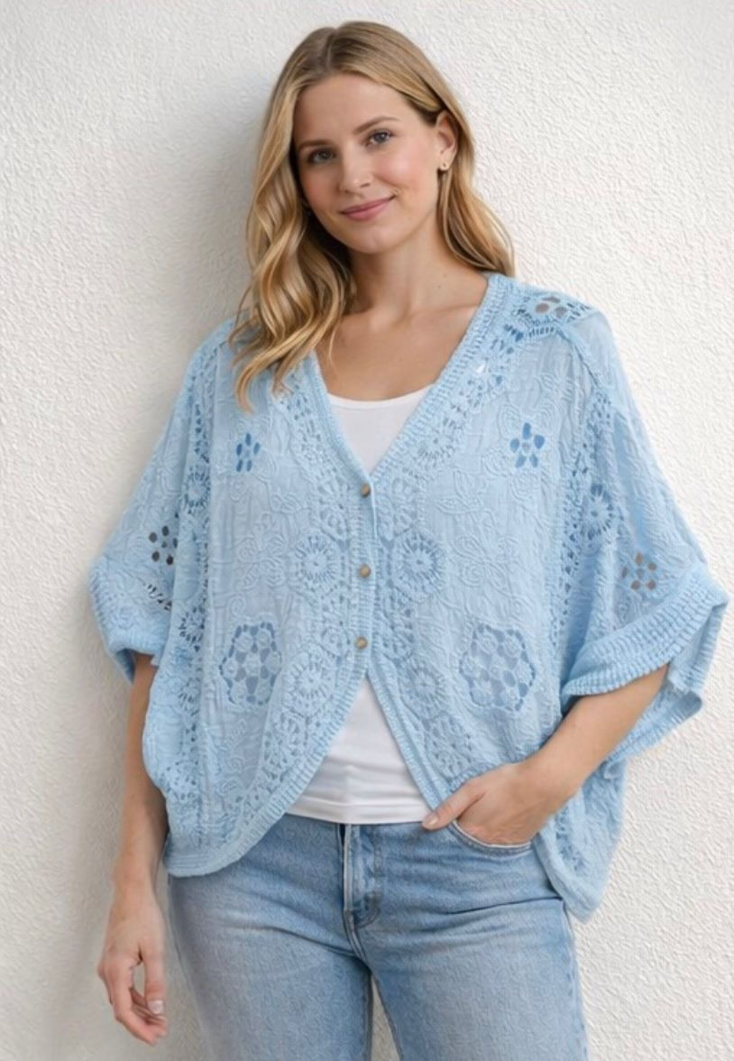 Thumbnail: CROCHET COTTON BATWING CARDIGAN - TOP - other colours