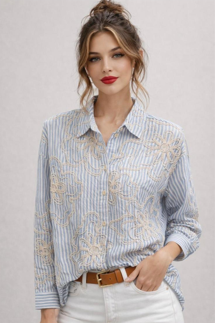 EMBROIDERY DETAIL STRIPE SHIRT other colours
