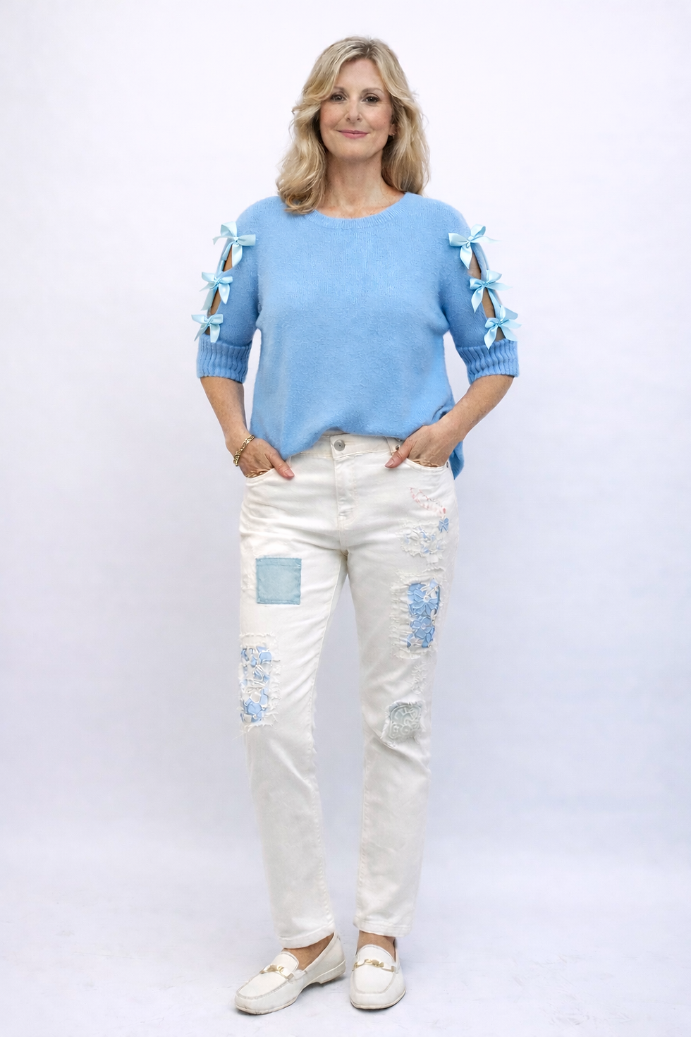 White Floral Patchwork Jeans – Unique Boutique Denim | Evie Bleu Boutique