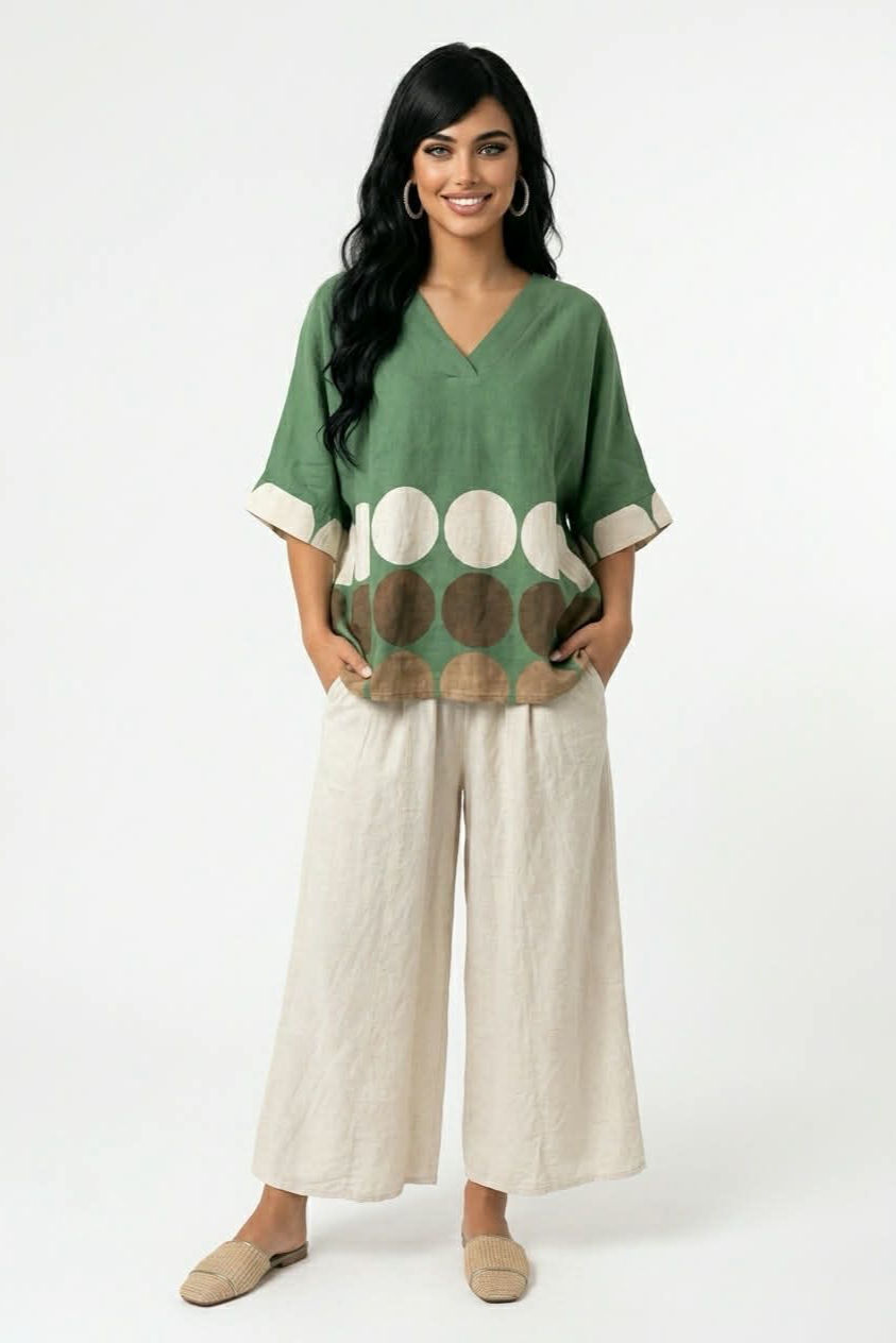 Green Large Spot Top – Relaxed Fit