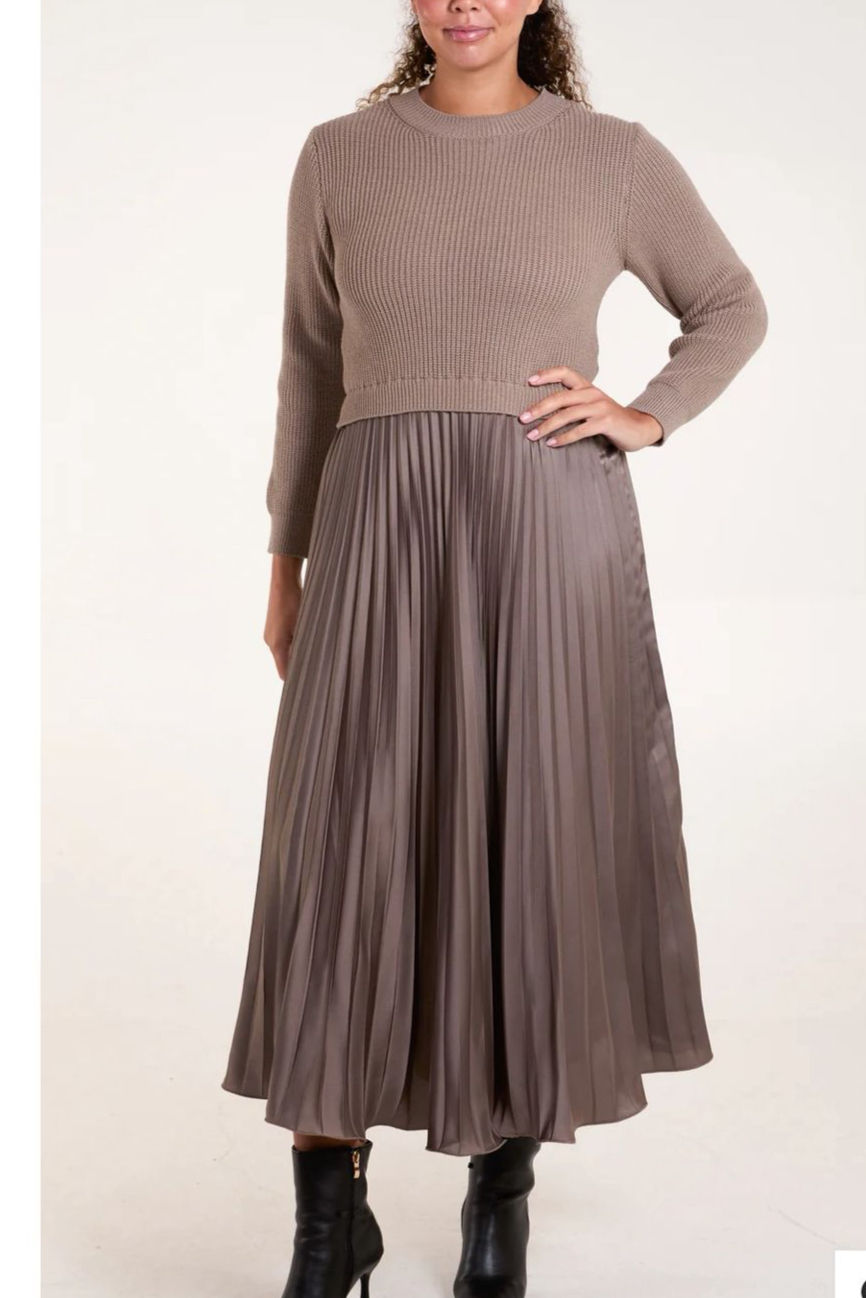 SATIN PLEAT BOTTOM JUMPER DRESS other colours
