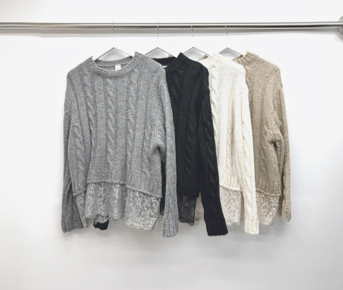 CABLE KNIT JUMPER WITH LACE HEM DETAIL other colours