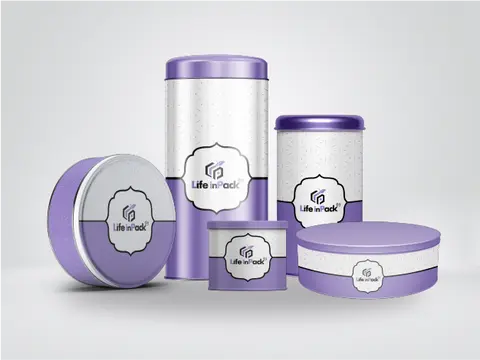 Boîte métal circulaire pour thés, cafés, chocolats ou biscuits.