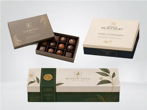 Boite cloche impression personnalisée pour coffret chocolat, thé et café