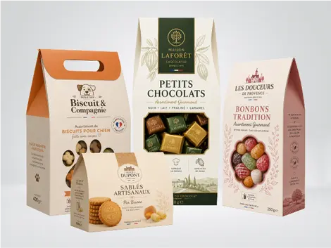 boite galbée personnalisée pour biscuit, chocolat et bonbon