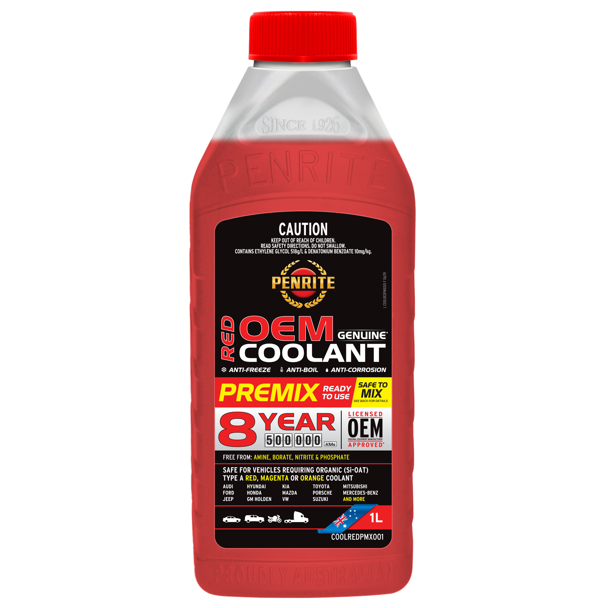 Penrite Pre-Mix Red OEM Coolant - 1L