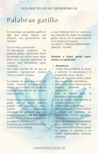 Lista de Palabras Gatillo por tema: amor, abundancia, sanación emocional