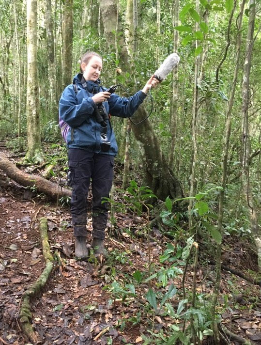 Carly collecting vocalization data