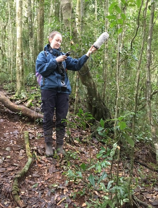 Carly collecting vocalization data
