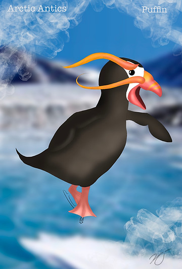 Theme Park Rendering, Ice Skater Puffin