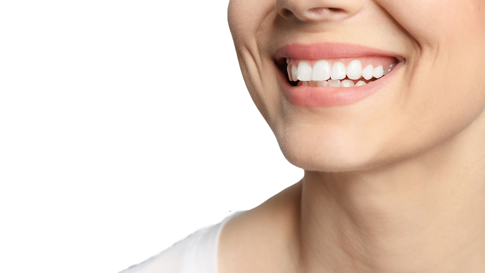 Close-up of a woman's healthy white smile