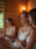 People-smiling-and-chatting-while-relaxing-near-a-wood-fired-sauna-in-natural-daylight.png