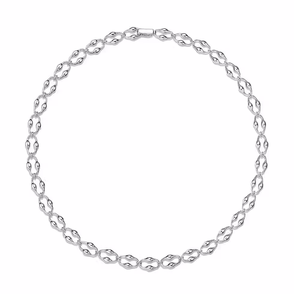 18k white gold plated 925 sterling silver necklace