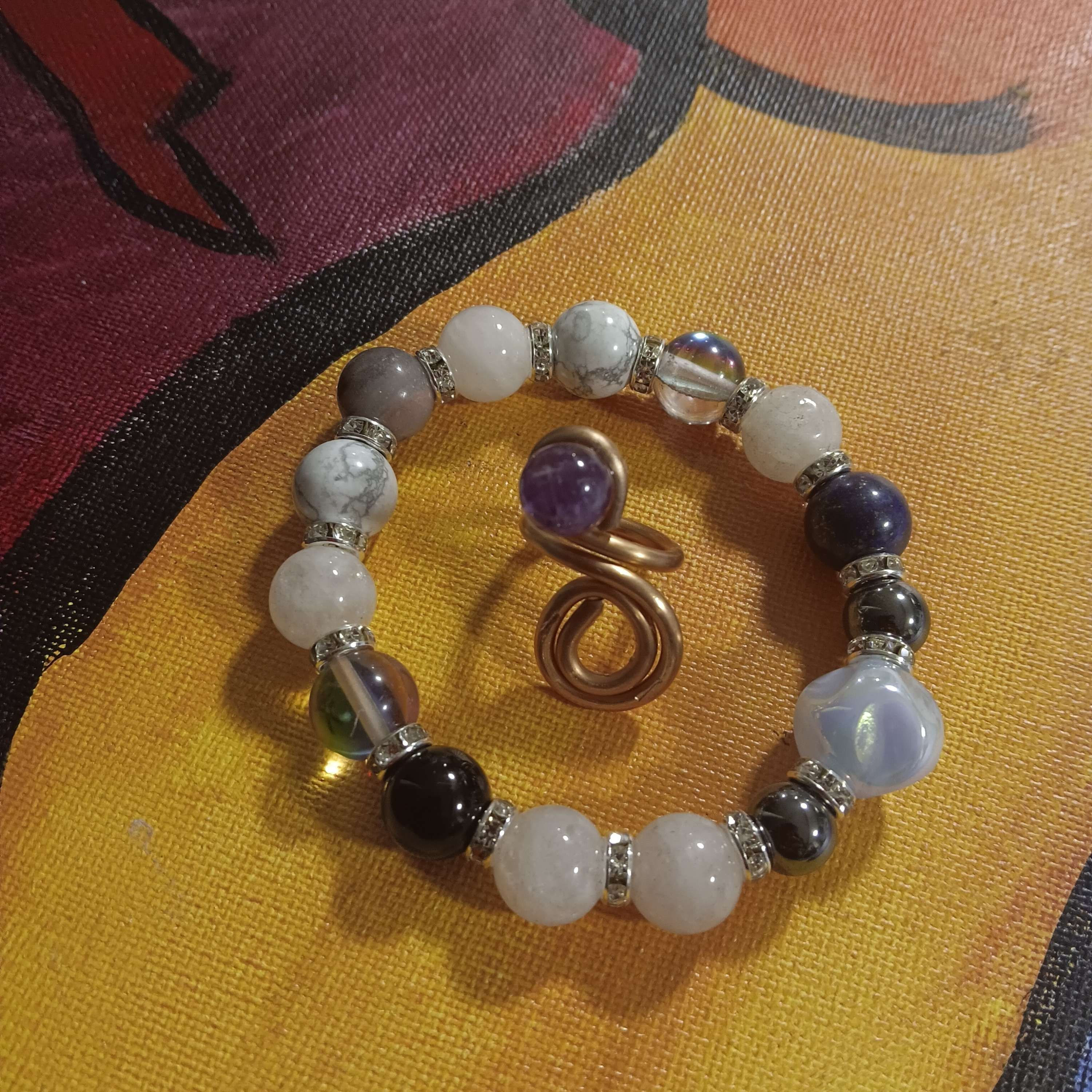 Custom mix stone with (amethyst ring size 7)