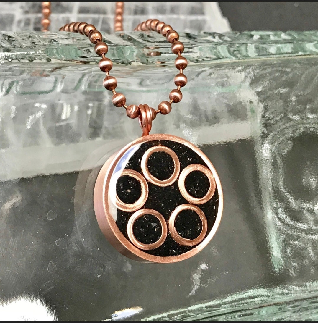 Organite necklace with 23k organite (50mm pyrimid set jade) 