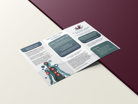 Brochure with text, graphic of body and text Call or Visit Us for details