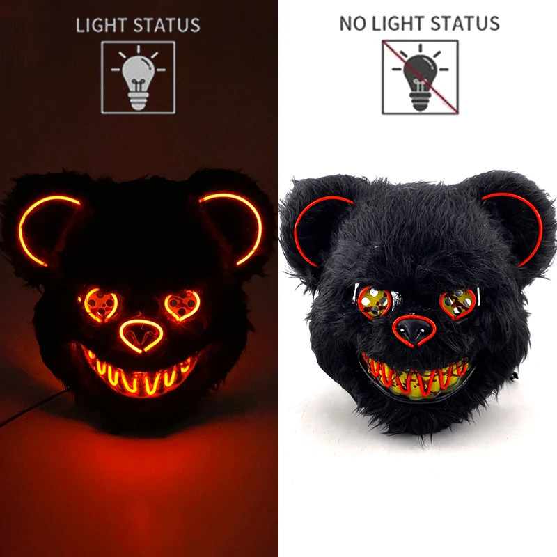 Thumbnail: Hot Bloody Rabbit Bear Luminous LED Mask Halloween Horror Bunny Mask Carnival