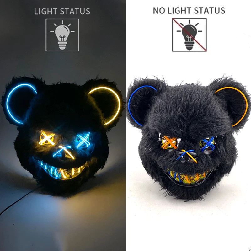 Thumbnail: Hot Bloody Rabbit Bear Luminous LED Mask Halloween Horror Bunny Mask Carnival