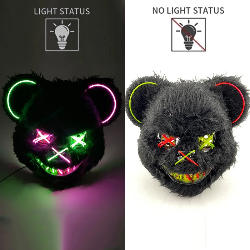 Thumbnail: Hot Bloody Rabbit Bear Luminous LED Mask Halloween Horror Bunny Mask Carnival