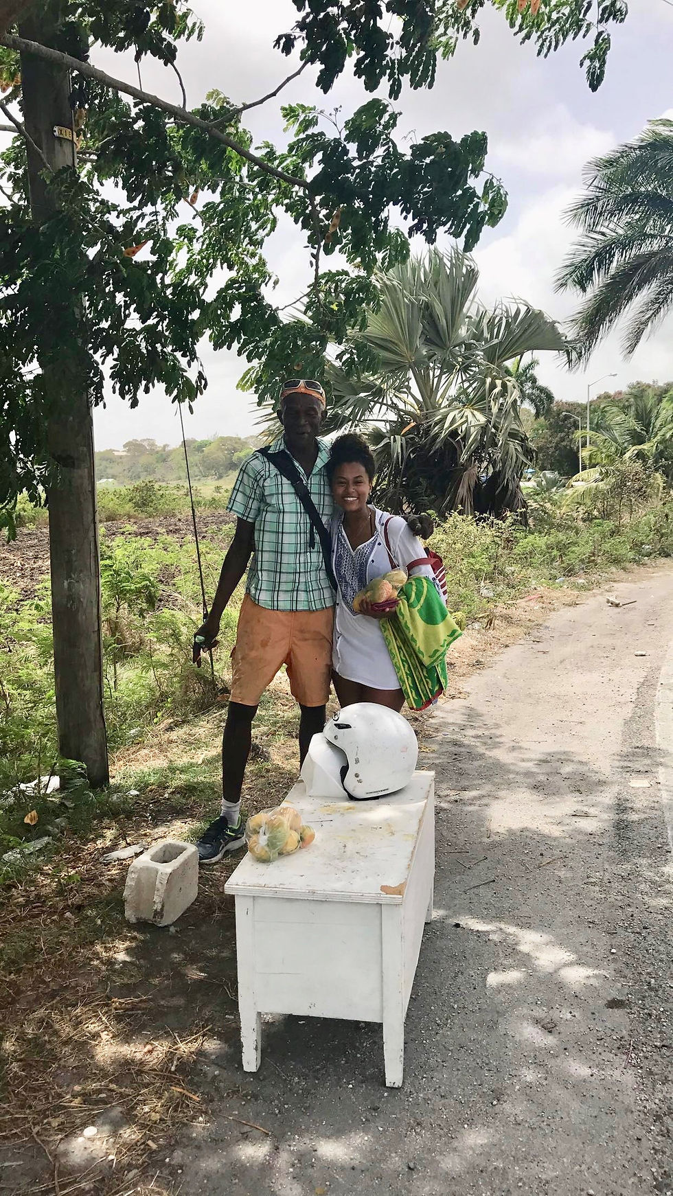 Me and Charlie, a local Man who helped me get on the right bus to get to Oistins. I bought a bunch of mangos from him.