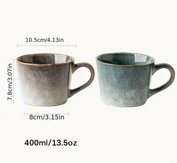 Miniaturbild: 2er-Set 400ml handgefertigte Keramiktassen mit einzigartigem Farbverlauf