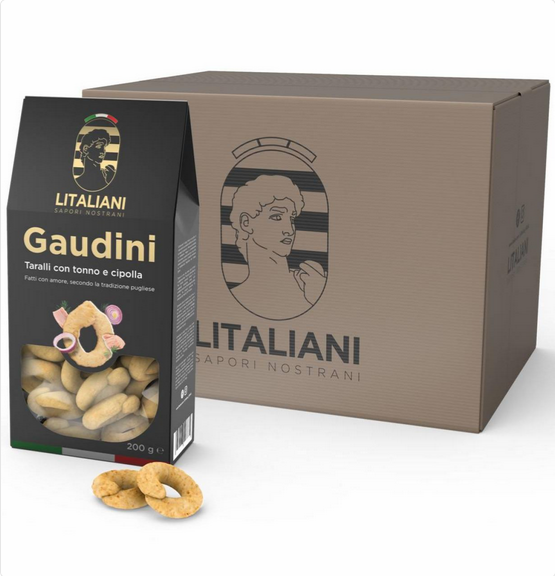 Gaudini – 12 Packungen Taralli mit Thunfisch & Zwiebel 2400 g (12 Packungen)