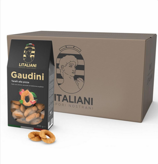 Gaudini – 24 Packungen Taralli mit Pizzageschmack 4800 g (24 Packungen à 200 g)