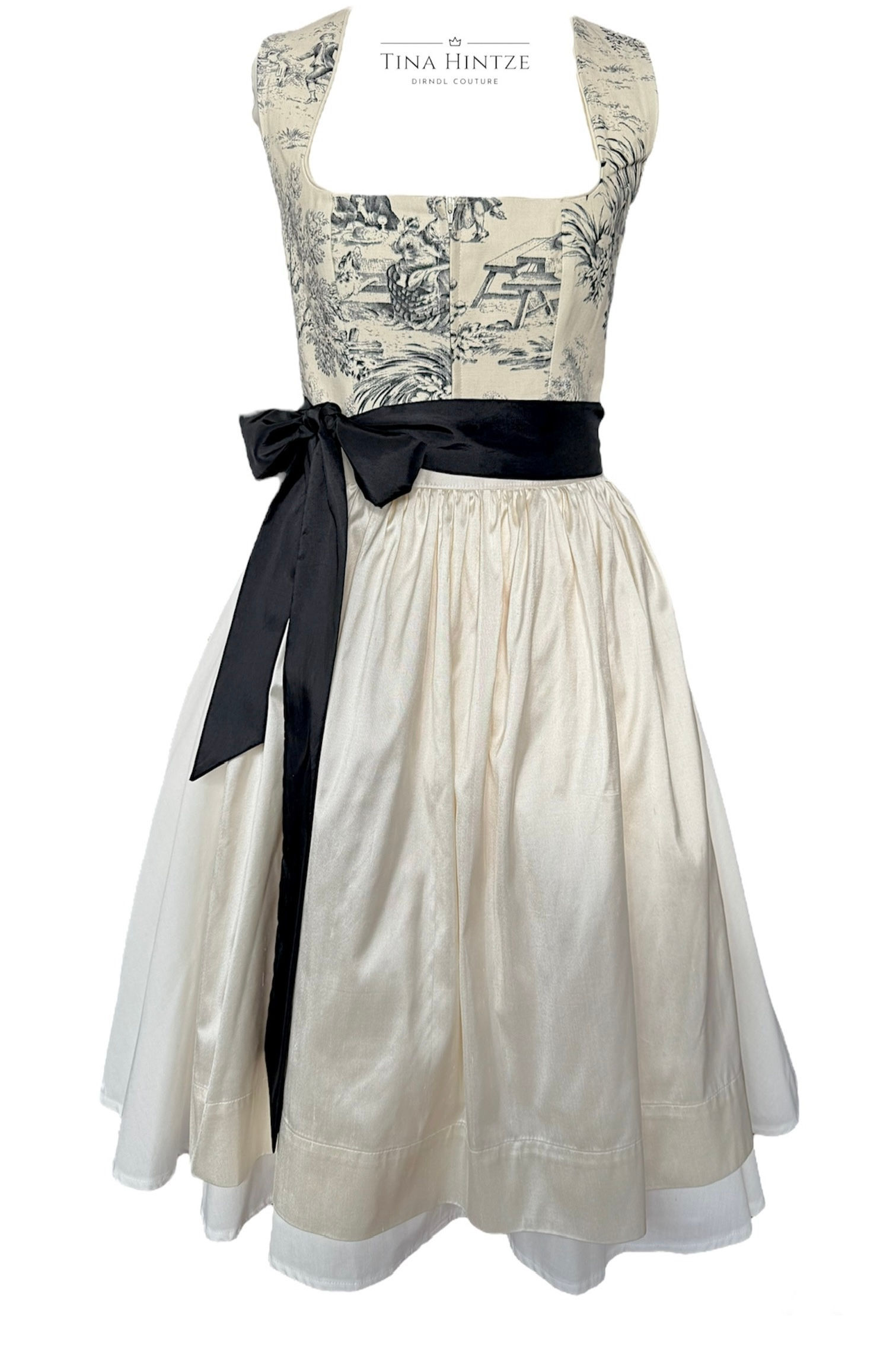 Dirndl Toile Creme - Schwarz