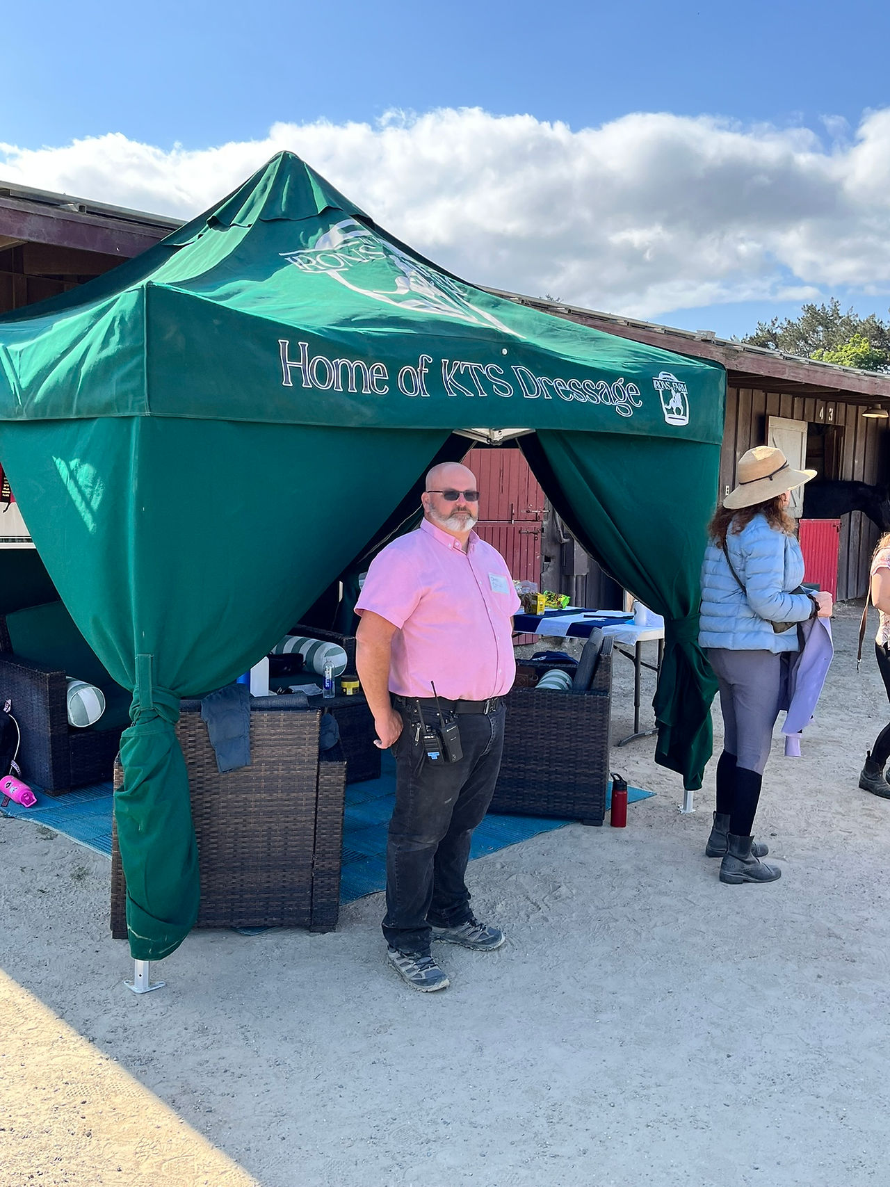 KTS Dressage tent and star volunteer Chris Crowe