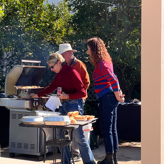 Susan Albright, Bill Paxson, Deborah Kagel by the grill