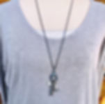 Boho Oversized Lobster Clasp Pendant Necklace, Mixed Gemstone Charm Dangles