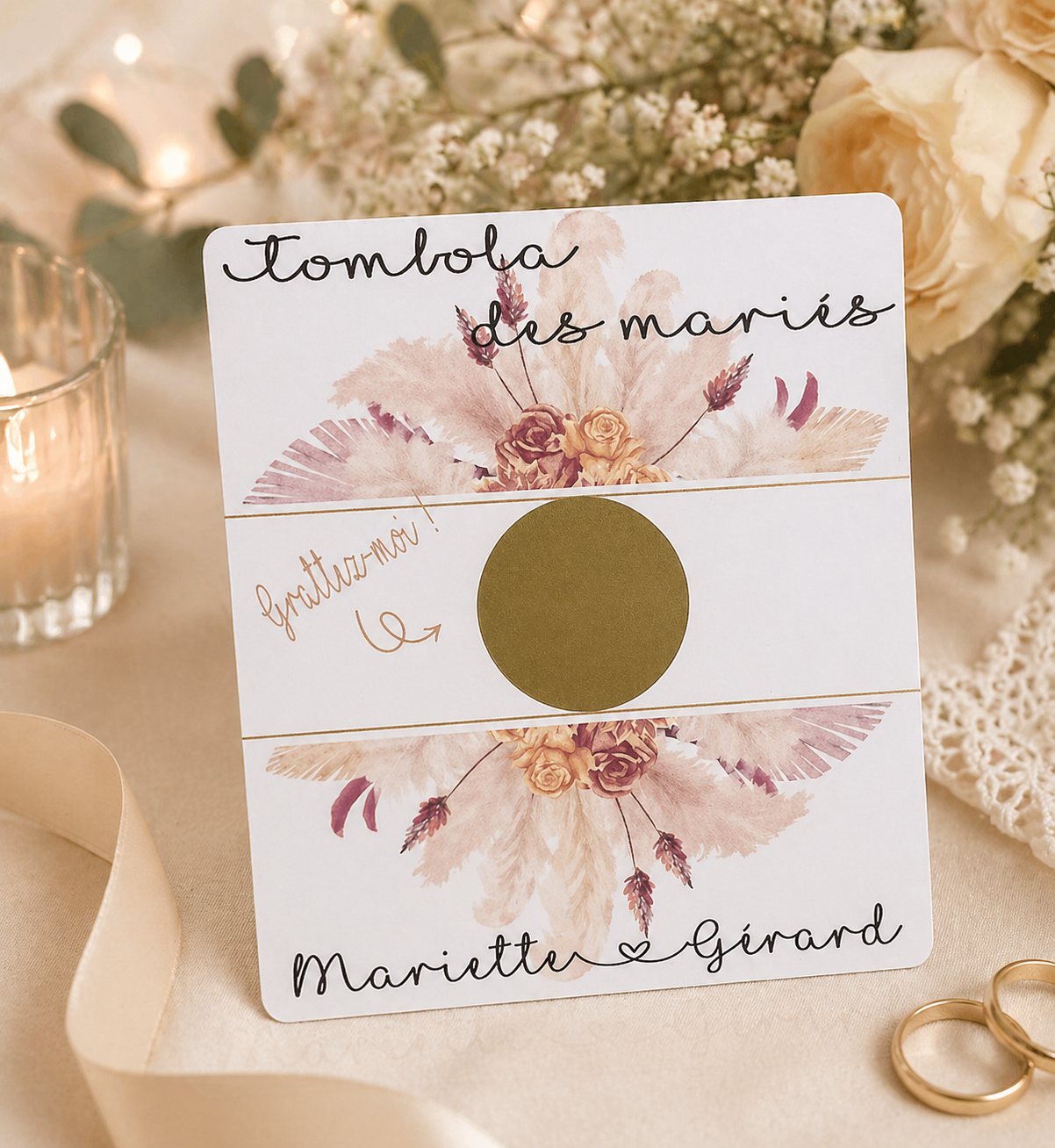 🎟️ Tickets personnalisés – Jeu à gratter / Tombola mariage- 02