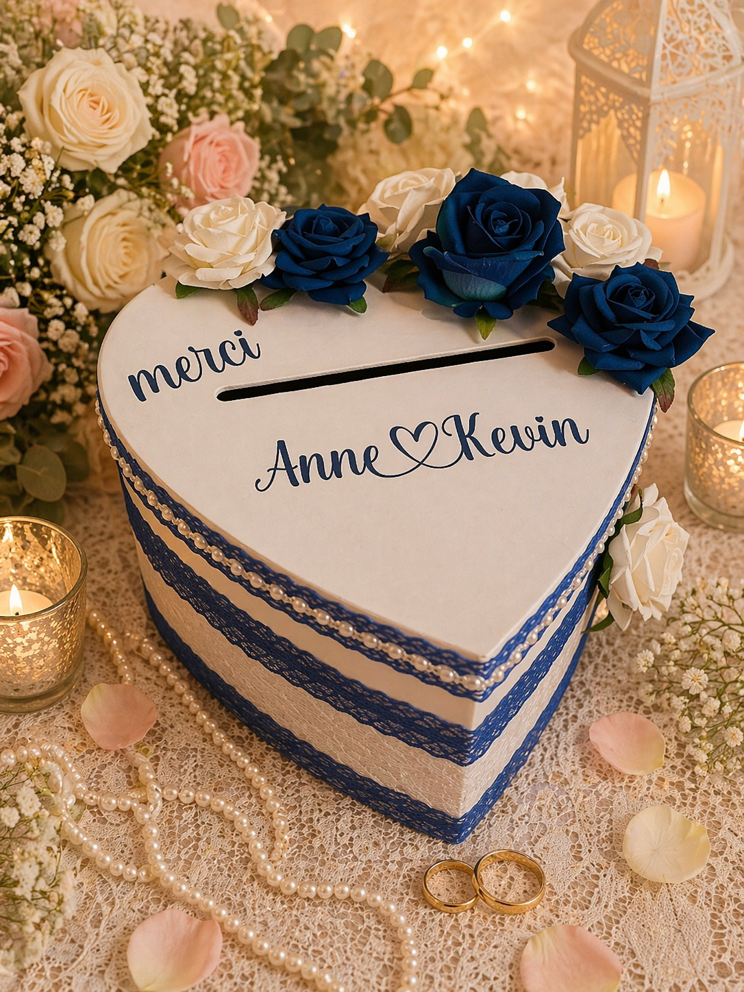 Urne coeur bleu roi