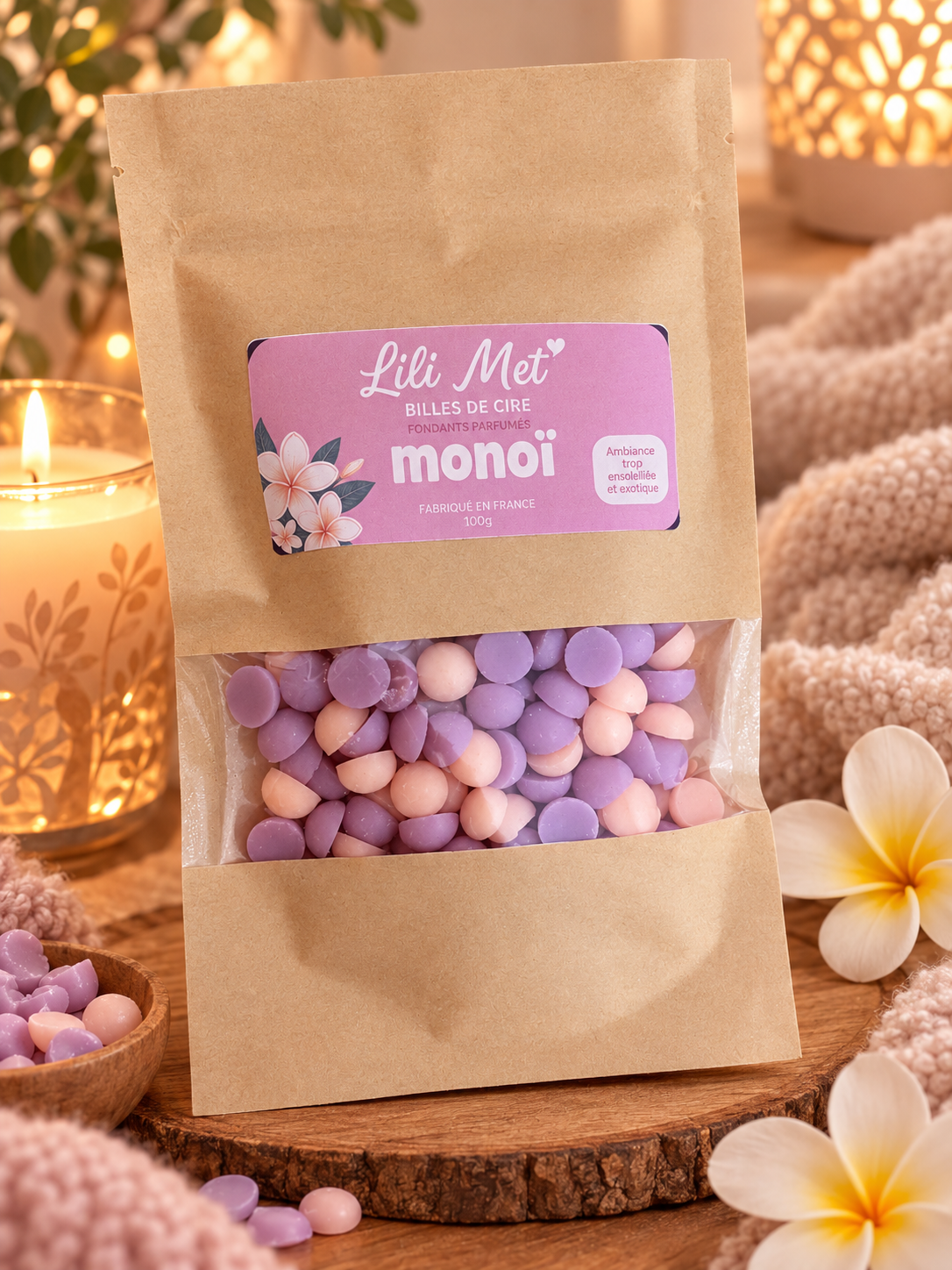 Billes de cire 100 gr – Monoï
