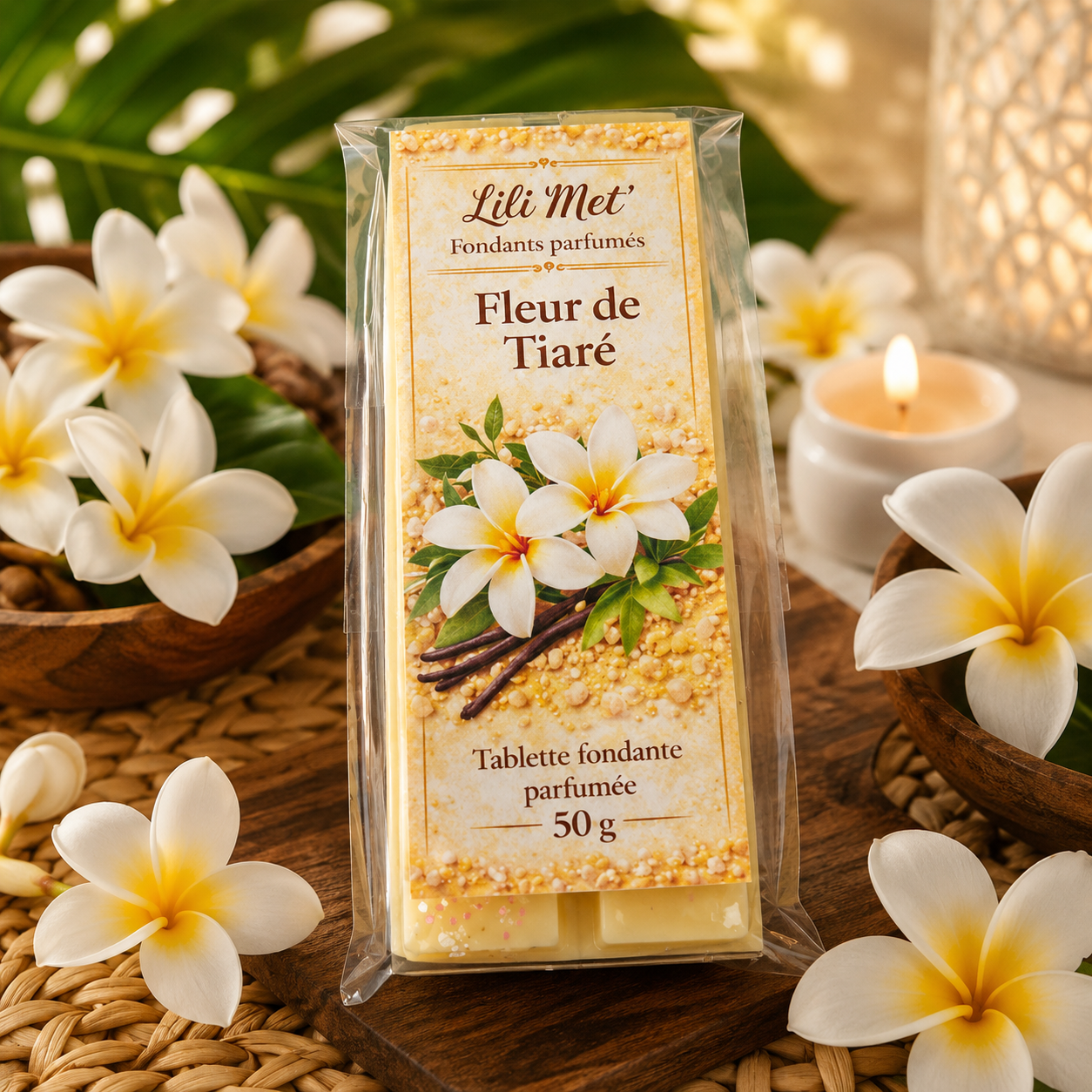 🌼 Tablette Fondant Parfumé 50 g – Fleur de Tiaré
