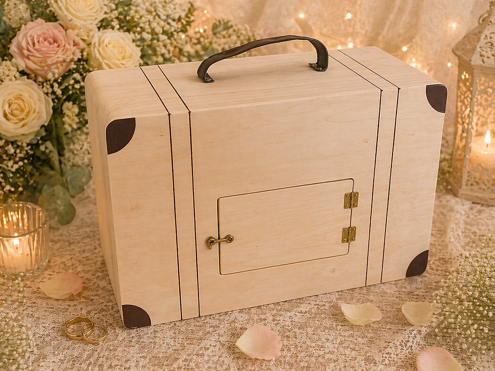 Miniature : ✈️ Urne valise en bois globe