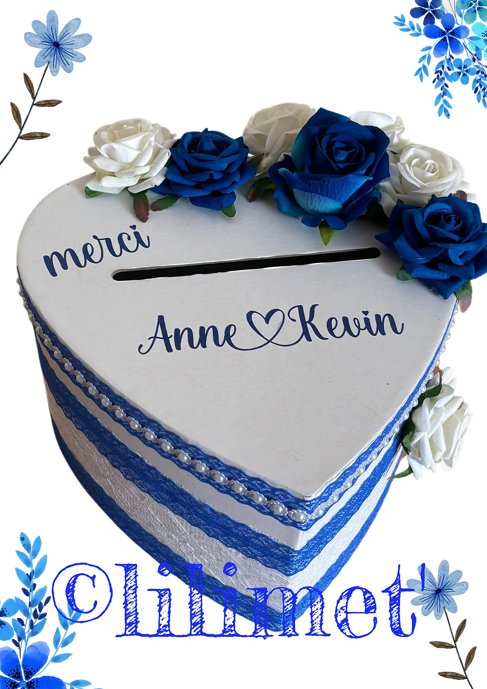 Miniature : Urne coeur bleu roi