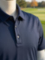 Close-up of The Fairway Polo collar on a golf course