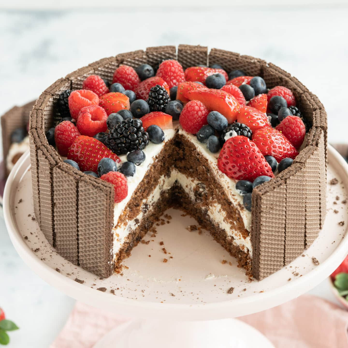 Decadent Raspberry (or mixed berry) Dark Chocolate Cake
