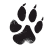 single black color dog paw print with no background .png