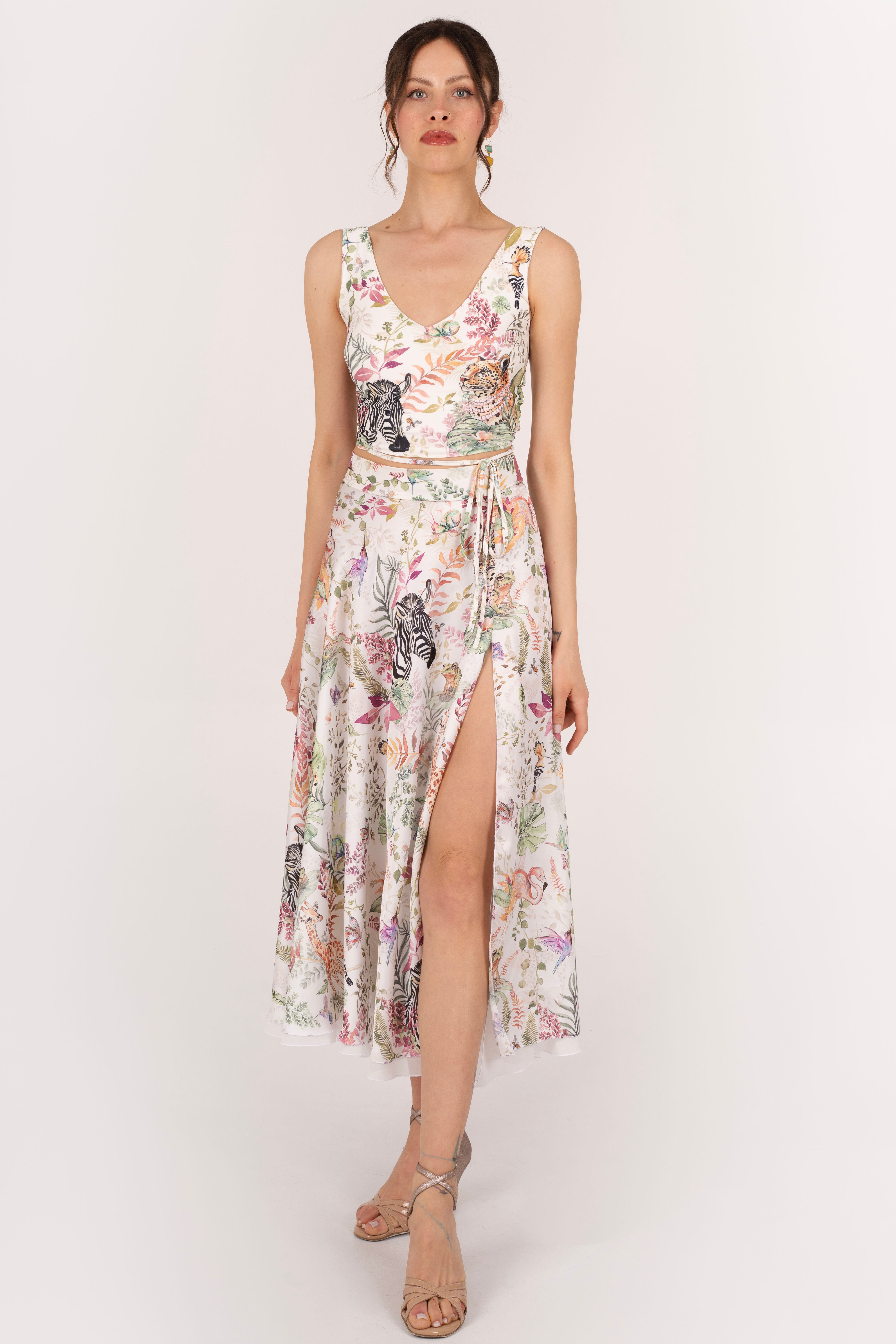 Si Uniq Circle Satin Tango Skirt & Top Set