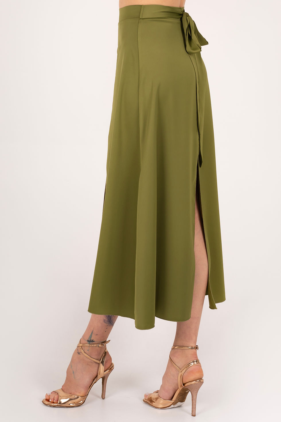 Miniatura: Si Uniq A Shape Olive Green Lyrca Satin Tango Skirt