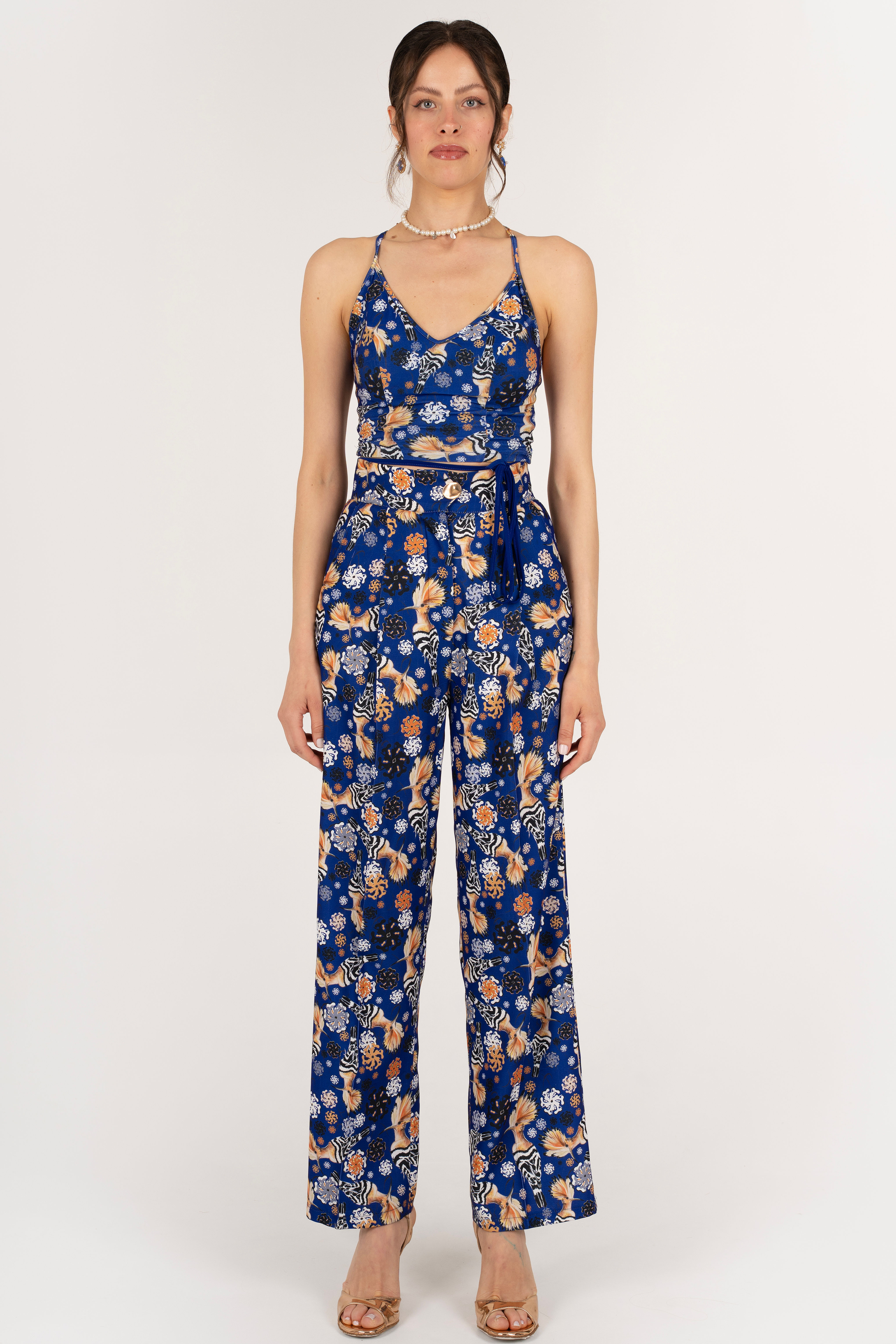 Madagascar Hoopoe Wide Leg Pants & Top Tango Set