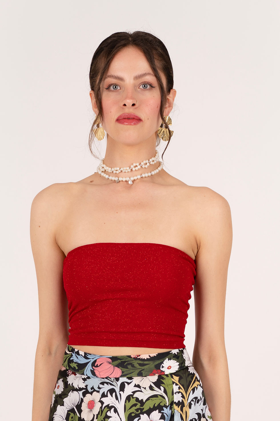 Küçük resim: Si Uniq Satin Circle Skirt & Shiny Strapless Top Tango Set